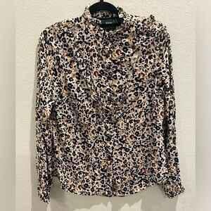 Maeve by Anthropologie Ruffles Long Sleeve Button Down Shirt Size 6